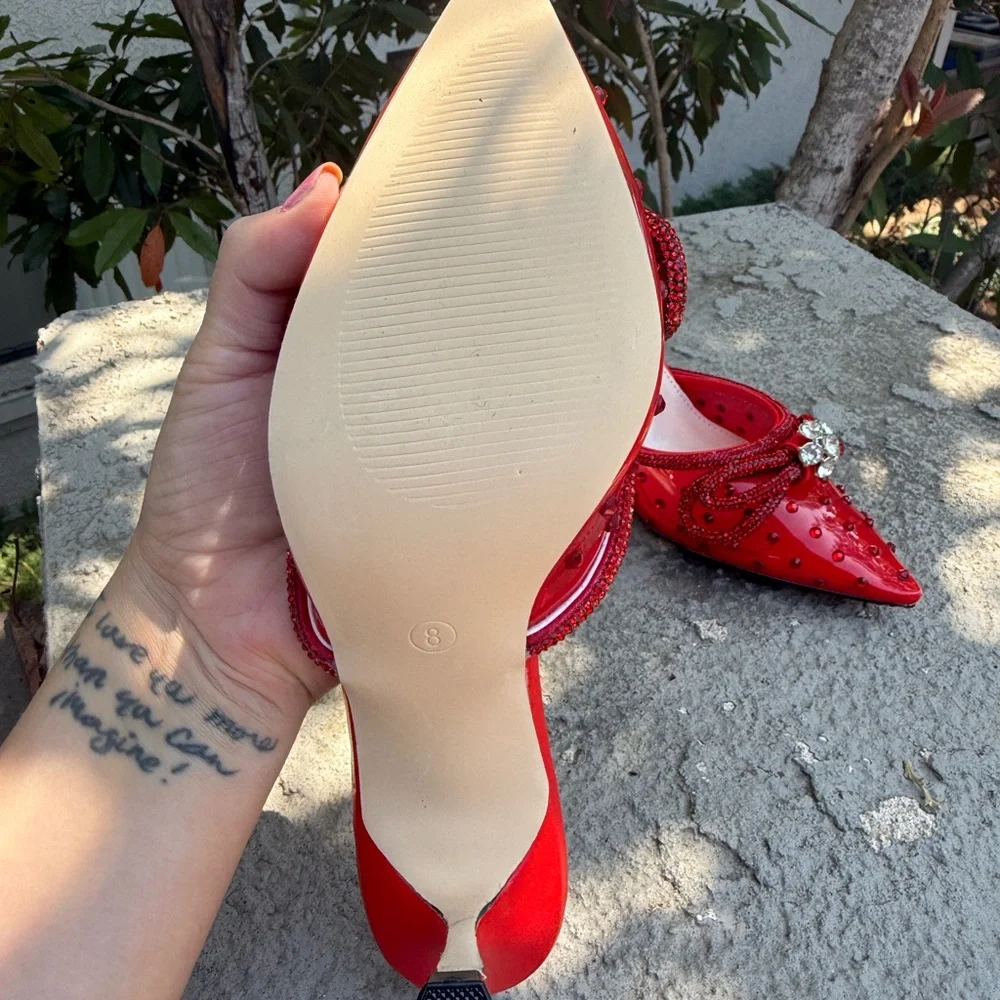 NWOT Red Crystal Bow Heels 👠 - Picture 7 of 7